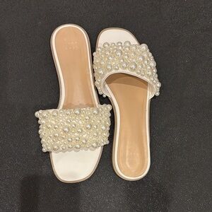 A New Day Women's Pearl Slide Sandals - White